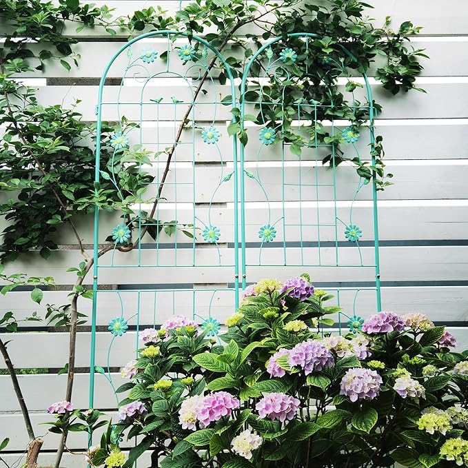 2/4 Pack Metal Garden Trellis for Climbing Plants Outdoor Flower Support Plant Trellis for Roses Vines Vegetables Patio Decor Practical(Green4 Pack)