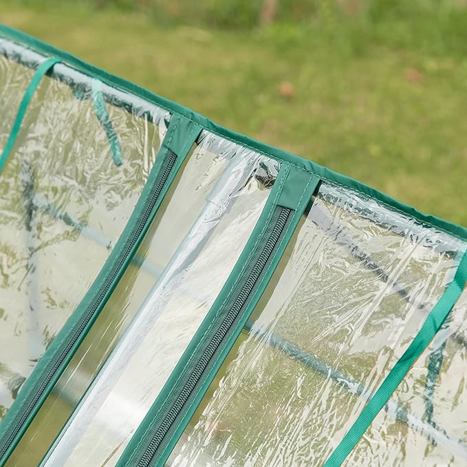 Gardenised Green Outdoor Waterproof Portable Plant Greenhouse with 2 Clear Zippered Windows Large