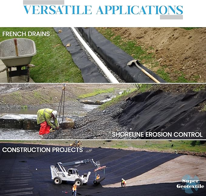 4 6 8 oz Non Woven Fabric for Landscaping French Drains Underlayment Erosion Control Construction Projects - 8 oz (12.5x25)