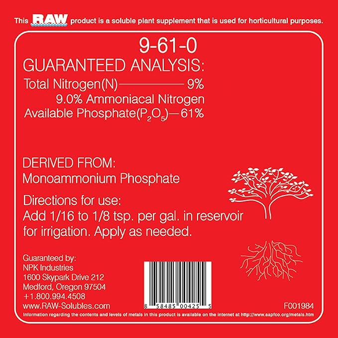 RAW Phosphorus Fertilizer 10lb | Water Soluble High Phosphate Plant Food for Bloom Stage Hydroponic Nutrients for Indoor Plants Garden &amp Vegetable Fertilizer