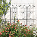 Garden Trellis for Climbing Plants - 4 Pack Metal Flower Support Rustproof Outdoor Plant Trellis 86.7x19.7 Inch - Decorative Arched Design with Floral Patterns for Yard Partition &amp Wall Green