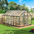 WKM 8x14 FT Quick-fit Aluminum Greenhouse with Window for Ventilation Black