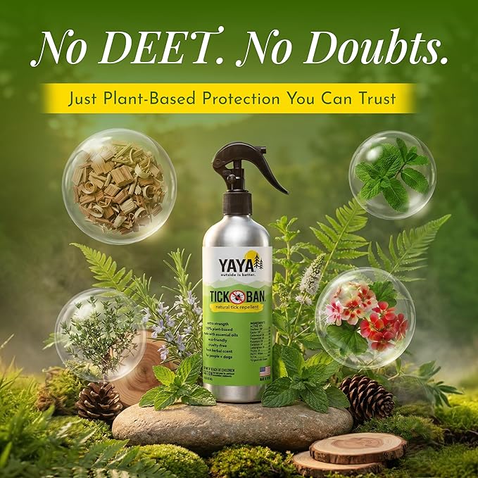 Yaya Organics All Natural Extra Strength Tick Repellent DEET Free - 16 Ounce Spray Bottle