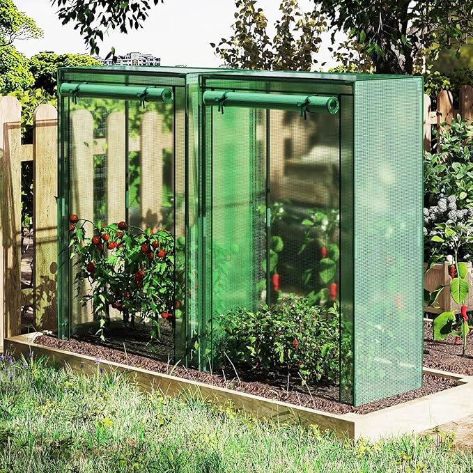 LDAILY Mini Greenhouse 39 x 20 x 59 Portable Gardening Green House with PE Cover Heavy Duty Metal Frame &amp Roll-Up Zipper Door Small Greenhouses for Outdoors Indoor Garden &amp Backyard