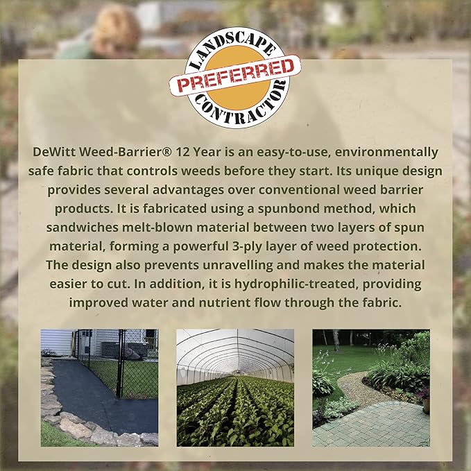 Pro 3 oz Landscape Fabric Black 6 x 300 Feet – Heavy-Duty Weed Control and Ground Cover for Gardens Beds Mulch Outdoor Landscaping and Yard Areas