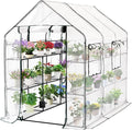 SUNGIFT Greenhouse for Outdoors Walk-in Greenhouses 56 x 85 x 77 Inch Portable Green House 3 Tiers 20 Shelves for Garden Patio Backyard White