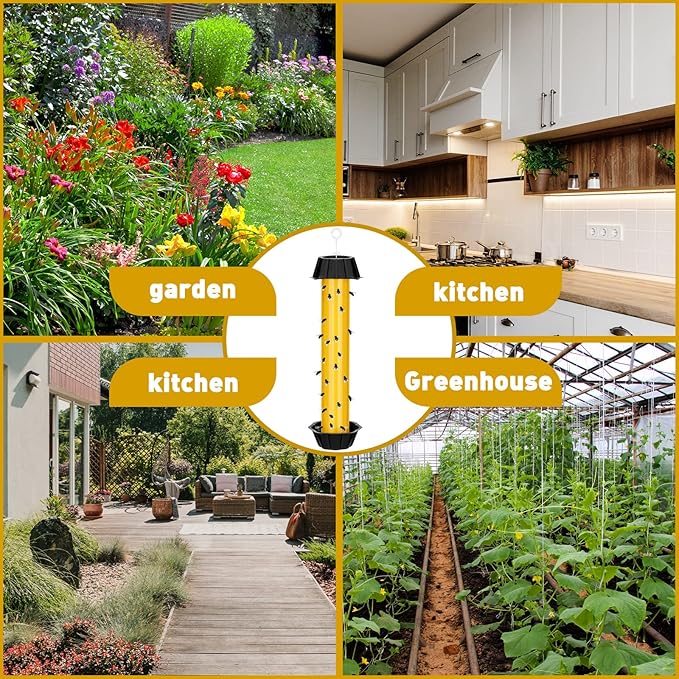 Qualirey Fly Traps for Indoor Outdoor Hanging Fruit Fly Stick Trap Sticky Mosquito for Home Insect 10 x 2.5 Inches(Yellow4 Pcs)