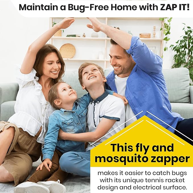 Zap It Bug Zapper Battery Powered (2xAA Included) Bug Zapper Racket 3500 Volt 2 Pack
