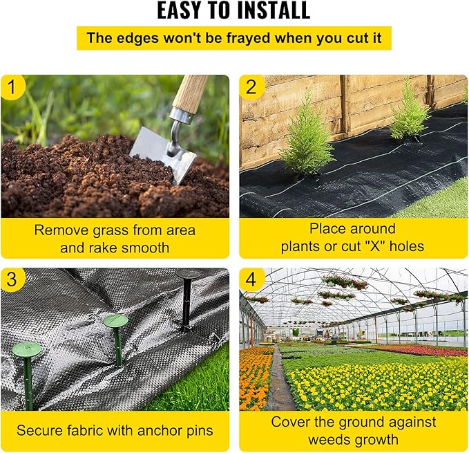 Heavy Duty 3FT x 500FT Woven Weed Barrier Landscape Fabric - 5OZ Gardening Weed Blocker Geotextile Drainage &amp Driveway Ground Cover for Landscaping and Weed Control
