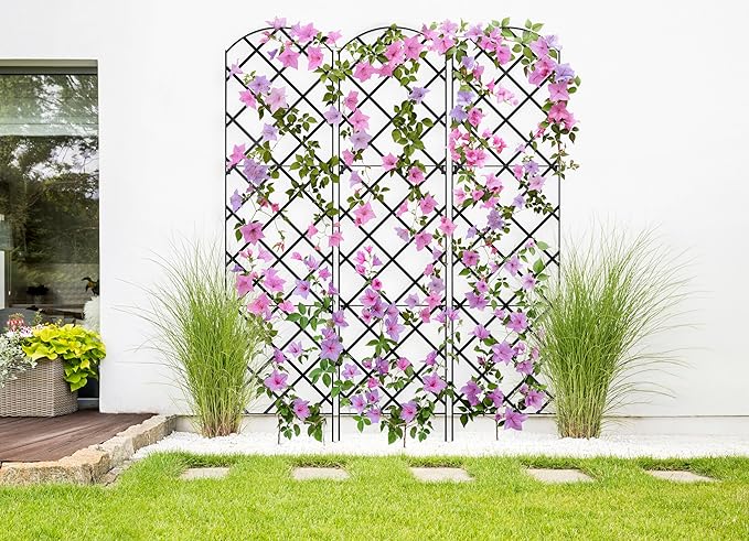 Giant Trellis 108 High (9' Tall) by 28 Wide Set of 3 Trellises Bundled with Plastic Plant Twist Ties