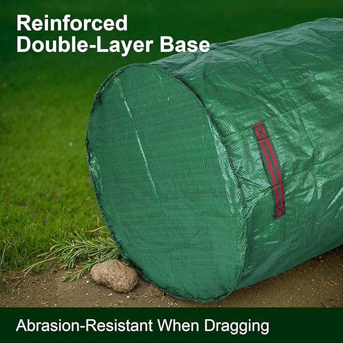 72 Gallon Reusable Yard Waste Bags (3 Pack) Heavy Duty Stand-Up Leaf &amp Lawn Bags 150 GSM Woven PP (PE Coated) Double-Layer Bottom Top &amp Bottom Reinforced Handles Cowhide Gloves Included
