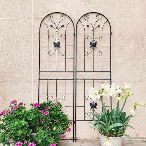 2 Pack Metal Garden Trellis 71 in x 19.7 in Rustproof Black Plant Support for Climbing Vines Roses Peas Cucumbers and Beans
