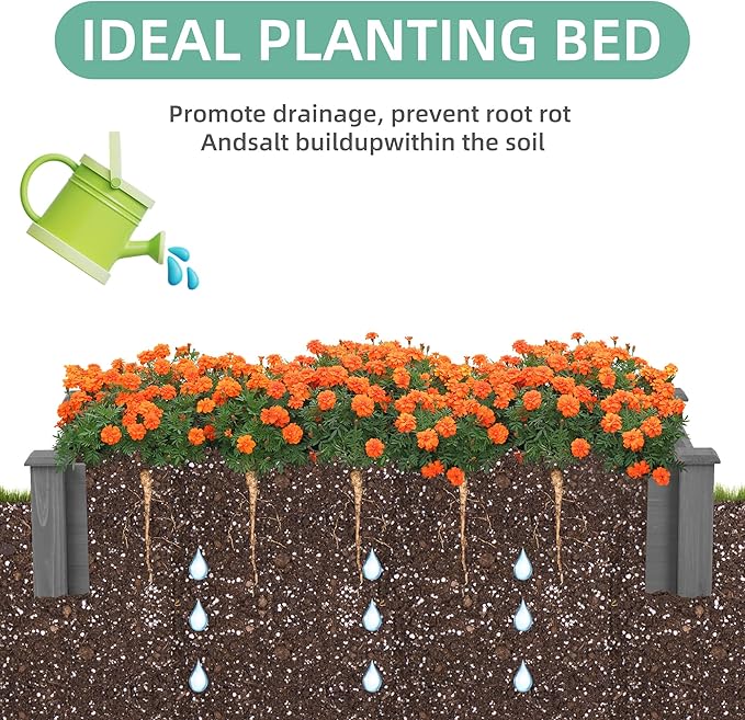 Over Ground Raised Garden Bed 96x28x10'' Large Long Planter Box for Outdoor Tool Free Assembly