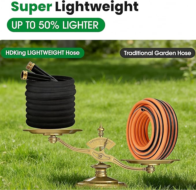 Garden Hose 50FT Non-Expanding Water Hose Ultra Lightweight Kink-Free Burst-Resistant Lead-Free Durable &amp Flexible High-Pressure Hose for Yard Lawn Outdoor Car Washing