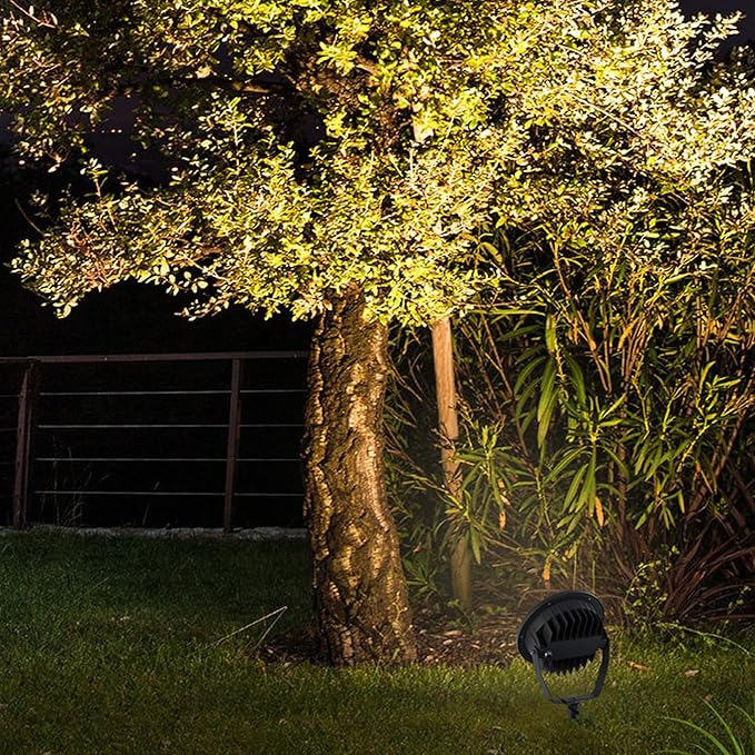 Outdoor LED Spotlight Waterproof Bright Outdoor Landscape Automatic Timer Mini Lawn Lamp 36W Graden Lights Lawn Accent Lighting with Plug Courtyard Flag Light Plants Backdrop Warm White