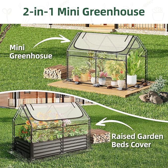 Superlele Mini Greenhouse for Outdoor 48x24x36In Portable Greenhouse with 2 Large Zipper Doors Transparent PVC Cover for Plant Protection and Winter Gardening Reinforced Frame