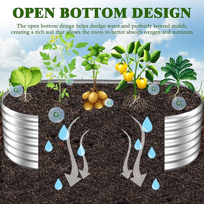 Galvanized Raised Garden Bed Kit 2packPlanter Raised Beds 6x3x1ft for GardeningOutdoor Metal Garden Bed Planter Box for FlowersFruitsVegega Raised Garden Bed