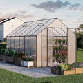Kingdura 8x12ft Walk-in Greenhouse for Outdoors Large Polycarbonate Greenhouses with Heavy Duty Aluminum Frame Adjustable Roof Vent Lockable Door UV Protection for Outside Garden Backyard