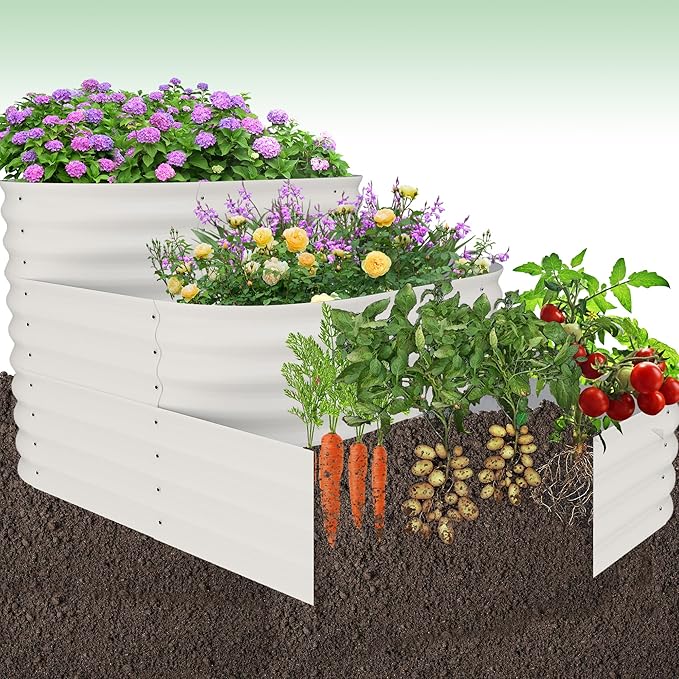 GarveeHome Galvanized Steel Raised Garden Bed - 30.7 in Deep Open-Base DesignAssembly &amp Expandable Planter Box for Vegetables/Flowers Family-Friendly Gardening Kit (5x3.5x2.5 ft)White