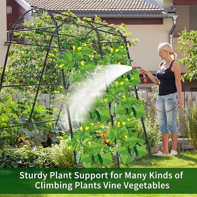 7 Ft Extra Tall Garden Arch Trellis for Climbing Plants Outdoor Lightweight Metal+PE Coated Garden Arch Trellis Plant Stand for Climbing Vines Lawn Tower &amp Garden Support Structure