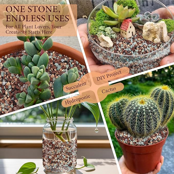 10LB Lava Rocks for Plants-3/8 Volcanic Rock for Succulent Potting Mix Cactus Orchids &amp Bonsai-Porous Horticultural Grit for Drainage Aeration &amp pH Balance - Decorative Top Dressing