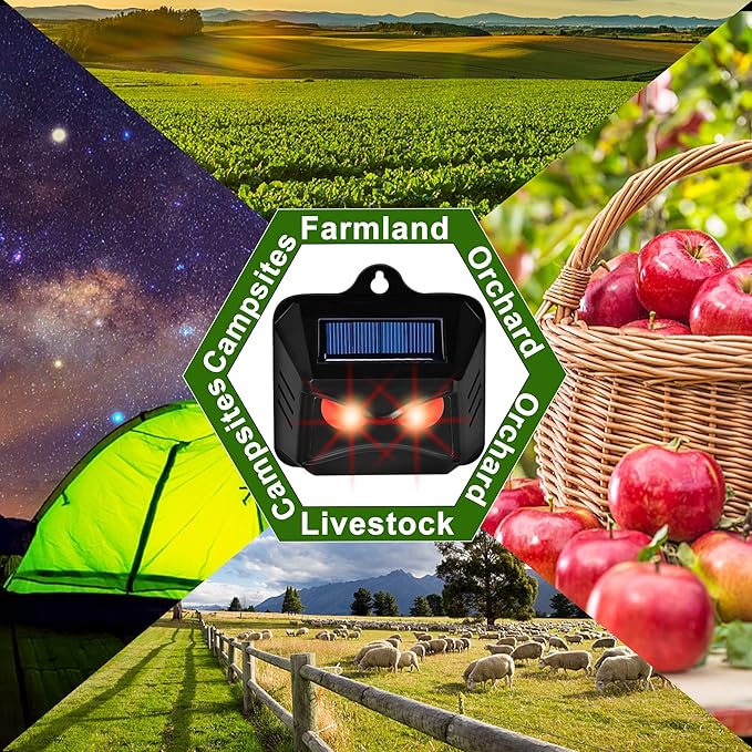 6 Pack Solar Animal Repellent Predator Eyes Animal Deterrent Sentinels with Red LED Blinking Lights Drive Away Raccoon Deer Skunk Cat Coyote from Yard Farm and Chicken Coops