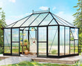 14×9.7×10 FT Greenhouse for Outdoors with 6 ft Double Swing Door &amp 2 Vents Heavy Duty Green House with Aluminum Frame for Outside Patio Backyard Garden