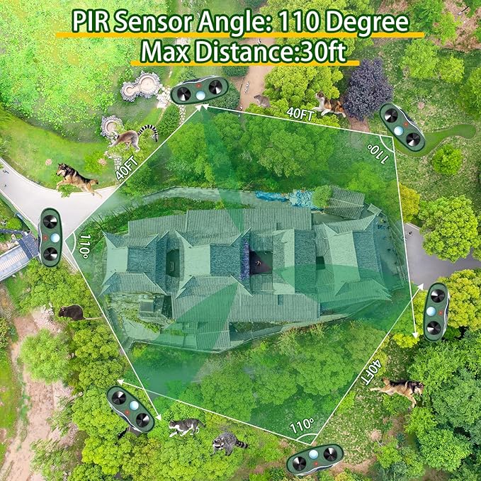 2026 4Pack Solar Ultrasonic Animal Repellent Outdoor Bear Repellent Devices Solar Cat Repeller Motion Detection Animal Repeller Outdoor to Scare Squirrel Rabbit Repellent Deterrent for Yard Farm