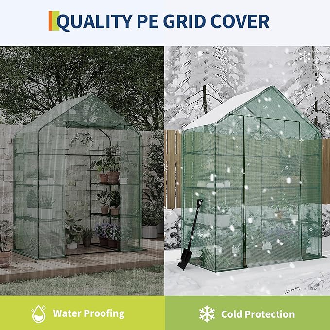 Portable Greenhouse 57 x 57 x 76'' Greenhouses for Outdoors Durable Small Green House Kit Thicken PE Cover Walk in Green Houses for Indoor Backyard Outside