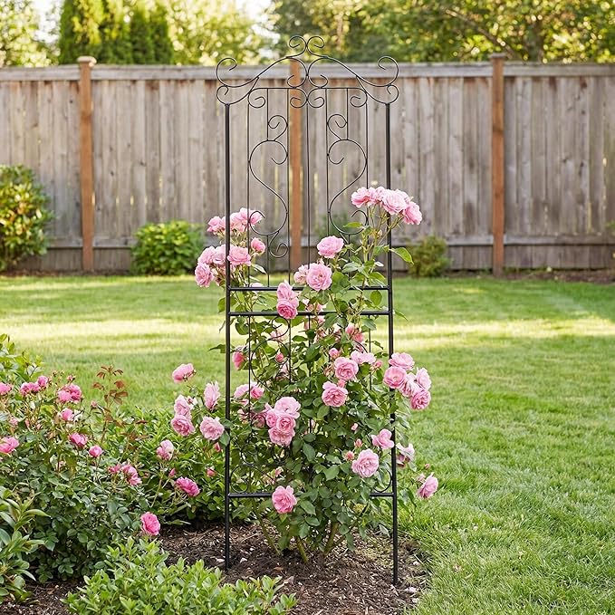 1 Pack 59 H x 22 W Garden Trellis for Climbing Plants Outdoor Plant Climbing Rose Trellis Iron Trellis Ivy Cucumbers Decorative Metal Black
