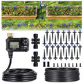 HIRALIY 100FT Automatic Drip Irrigation Kits with Garden Timer Garden Watering System for Patio Lawn Quick Connector Design Irrigation System Kit with Easy Programmable Water Timer