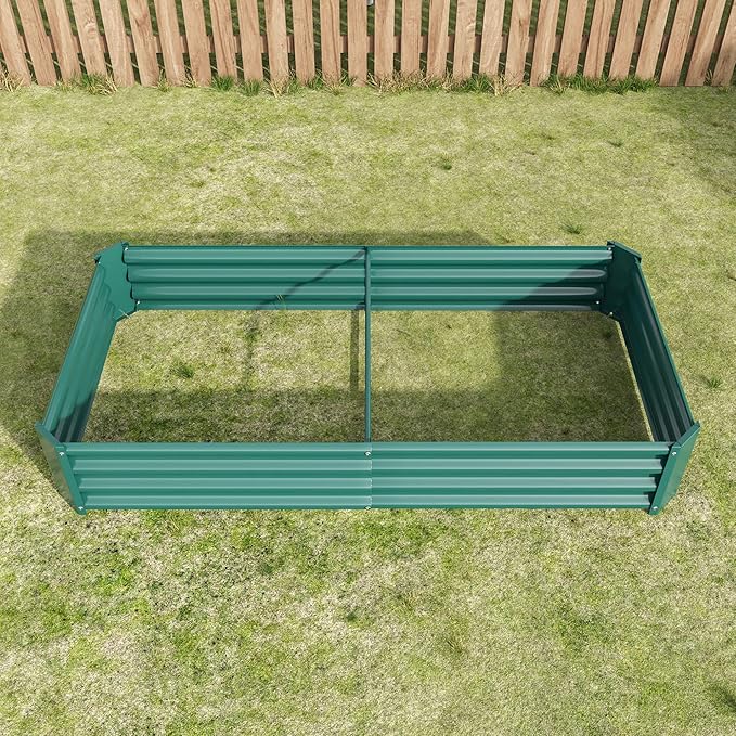 Raised Garden Bed Outdoor 6×3×1ft Metal Raised Rectangle Planter Beds for Plants Vegetables and Flowers Green