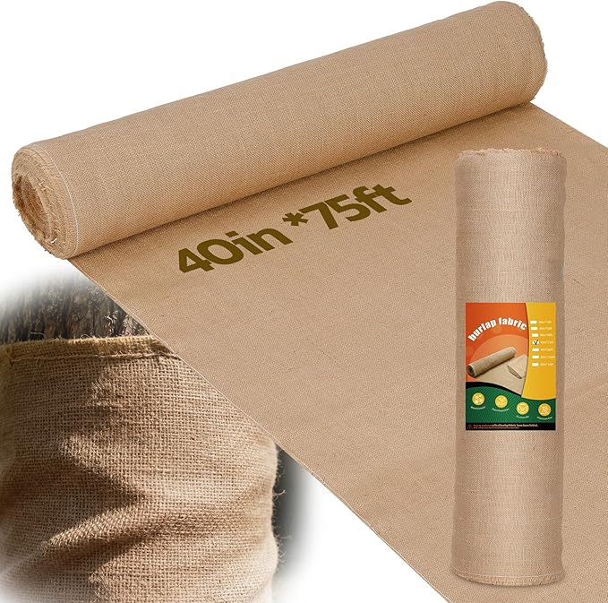 40 Inch x 75 Feet Garden Burlap Fabric - Heavy Duty Burlap Roll High Denisty Jute Fabric Natural Burlap for Plant Protection Weed Barrier Wedding Decor and DIY Crafts
