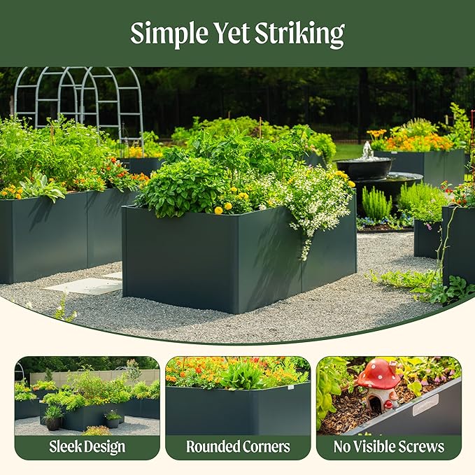 Vego garden 32 Extra Tall Raised Garden Bed 27 x 53 Modern Raised Garden Beds Kit Metal Planter Box for Vegetables Flowers Fruits Umber Brown