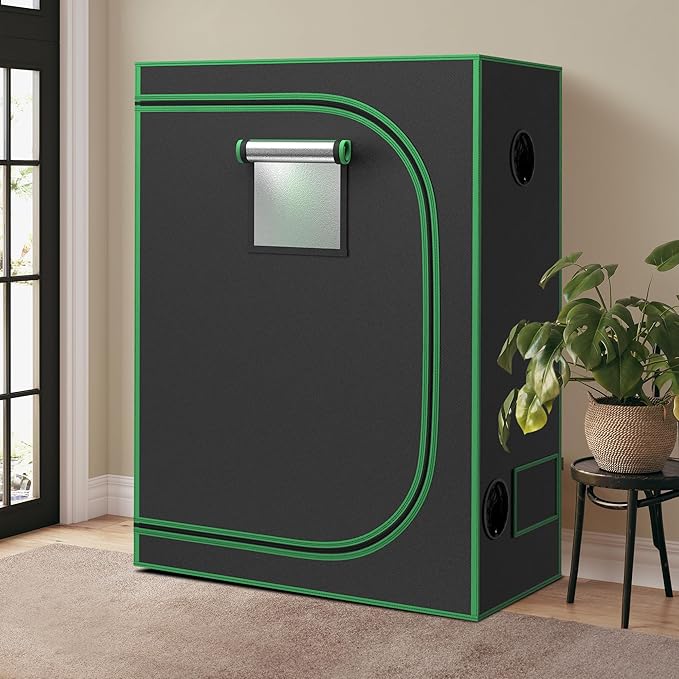 JupiterForce 2x4 Grow Tent with Observation Window and Floor Tray High Reflective Mylar Hydroponic Grow Tents Indoor Grow Room for Home Plant Growing Black 24x 48x 60