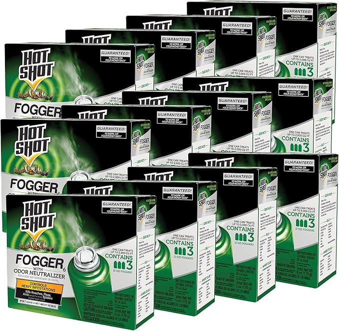 Hot Shot Fogger With Odor Neutralizer 3 Count-2 Ounce Cans Controls Heavy Insect Infestations 12 Pack