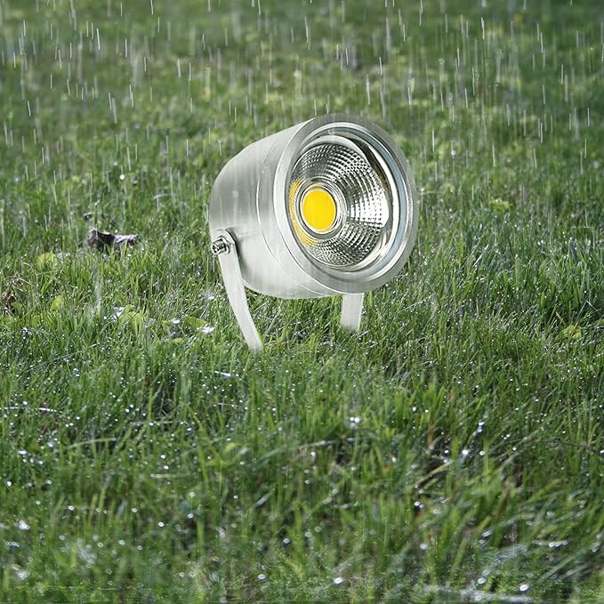 Kiven IP65 Waterproof LED Landscape Clamp Light LED Decorative Spotlight Lamp with Plug-in Cord and Timer for Indoor Outdoor Yard Step Statue LED Lawn Light - Sliver (10W Cool White)