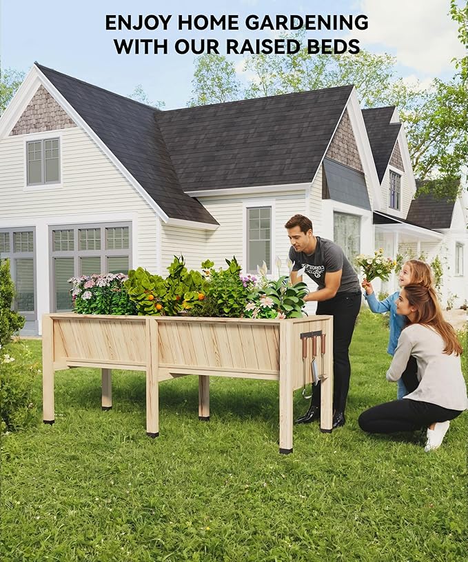 Wood Plant Growing Bed Large with Hook - Raised Garden Bed