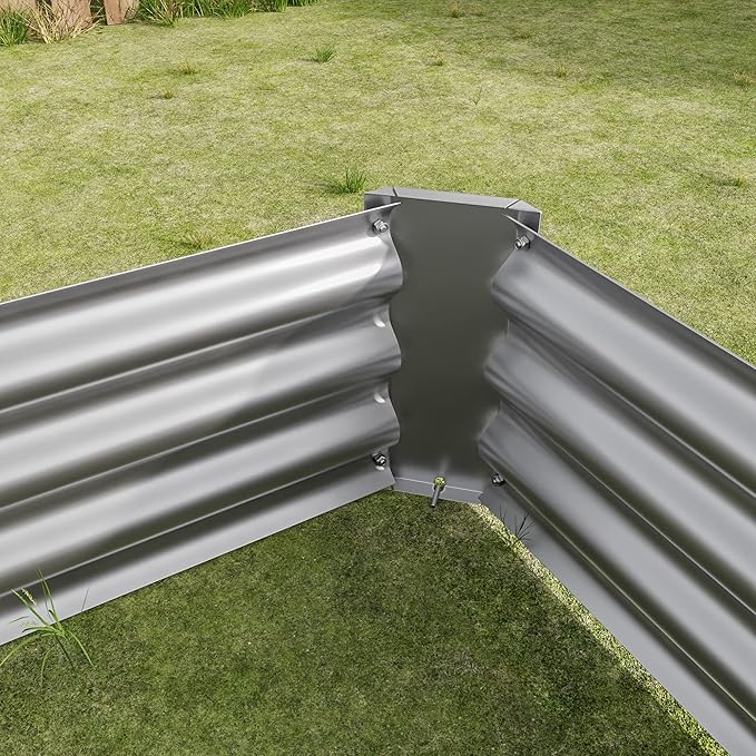 4x2x1 FT Metal Raised Garden Bed for Vegetables and Flowers Heavy-Duty Galvanized Steel Planter Box with Drainage Rust-Proof Outdoor Planting Bed for Backyard &amp Patio Silver