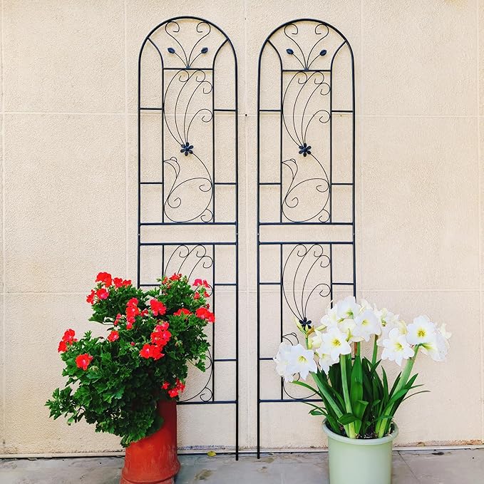 86.7 x 19.7 Metal Garden Trellis 2/4 Pack for Climbing Plants Outdoor Flower Support Plant Support for Vines Roses Garden Screen Practical(2 Pack)