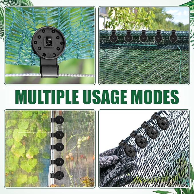 Barydat 600 Pcs Black Shade Cloth Plastic Clips Round Sunshade Net Fixing Clip Fabric Clips for Garden Anti Bird Netting Greenhouse Outdoor Agricultural Netting Fabric Accessories