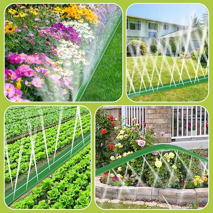 prinkler Soaker Hose for Yard 50 FT with Holes Flat Garden Soaker Hose with Staples Heavy Duty No-Kink Drip Hose Sprinkler Watering Drip Irrigation Hoses for Lawn Vegetable Garden Watering System