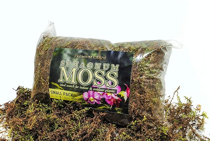 My Happy Snails Organic Green Sphagnum Moss for Orchids Indoor and Outdoor Plants - Dried for Decorative Gardening (Small Pack - 3 litres / 150 gr / 10 oz)