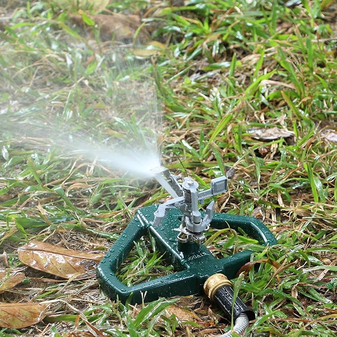 STYDDI Heavy Duty Impact Pulsating Sprinkler for Yard All Metal Adjustable Rotating Circular Impulse Lawn Sprinkler for Medium to Large Areas Lawn and Garden Coverage up to 5800 Sq. Ft