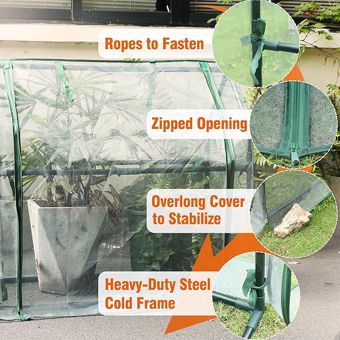 Gardzen Mini Greenhouse with Mesh Cover Portable Outdoor Greenhouse Enhanced Ventilation Ideal for Spring Summer &amp Fall 36.2(L) x18.9(W) x33.3(H)