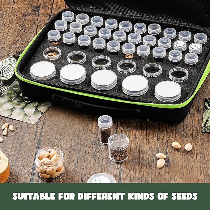 ProCase 41 Slots Seed Storage Organizer Sorter Box Sturdy Seed Bank Saving Kit Container for Garden Vegetable Plant Flower Seed Keeper Set with Label Stickers Funnel 3 Size of Bottles 1 oz 3 oz 5 oz