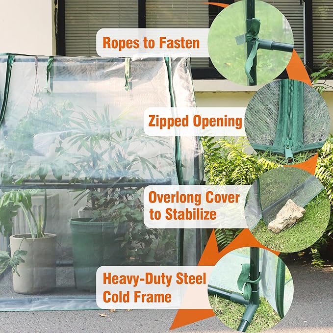 Gardzen Mini Greenhouse with Mesh Cover Portable Outdoor Greenhouse Enhanced Ventilation Ideal for Spring Summer &amp Fall 36.2(L) x36.2(W) x42.5(H)