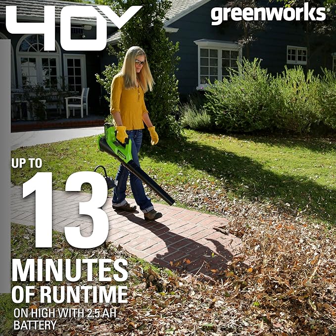 Greenworks 40V (110 MPH / 390 CFM) Cordless Axial Blower 2.5Ah Battery and Charger Included