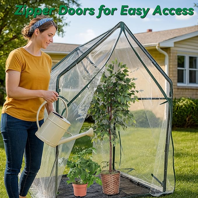 Gardzen Mini Greenhouse with Waterproof Bottom Portable Green House with Strong Metal Frame Small Green House for Outside and Inside Use36.2(L) x36.2(W) x59.5(H)