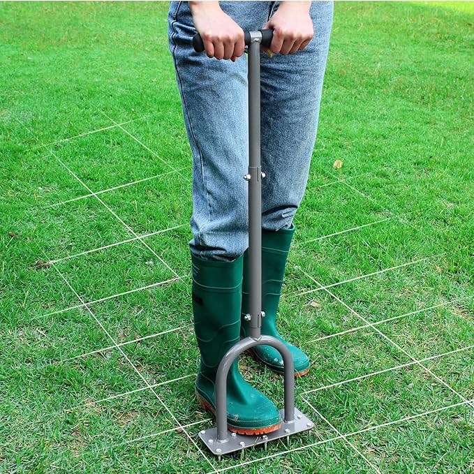 Walensee Lawn Aerator Spike Metal Manual Dethatching Soil Aerating Lawn with 15 Iron Spikes Pre-Assembled Grass Plug Aerator Tools for Yard Lawn Aeration Garden Tool Revives Lawn Health Patented